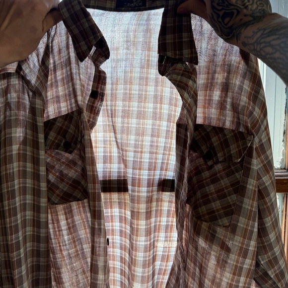 💀 SOLD 💀 Vintage 70s Cropped Boxy Plaid Semi-Sheer Western by Maverick ~ Size M - Picture 7 of 9